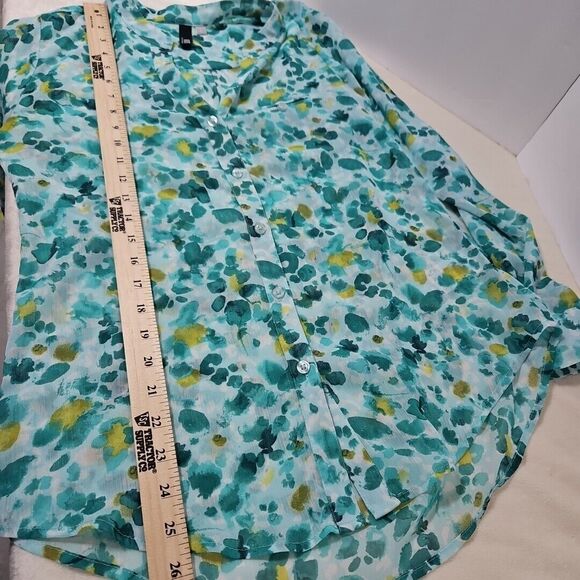 Kut from the Kloth JASMIN Floral Printed Blouse Teal, Yellow, White, Womens Sm. - Picture 8 of 8